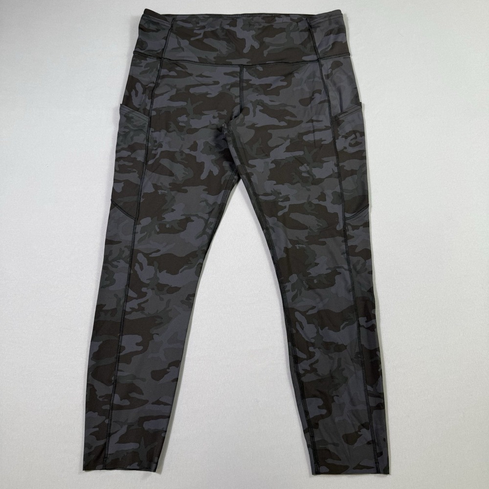 Lululemon Fast Free High-Rise Tight 25" With Pockets Womens 12 Black Camo EUC